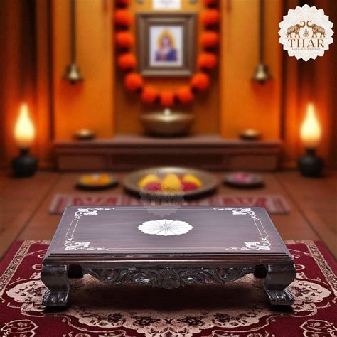 Hand-Carved Rosewood Chowki – Traditional Pooja Platform – Thar Arts ...