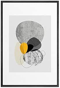 IDEA4WALL Framed Canvas Print Wall Art Solid & Textured Yellow & Gray ...