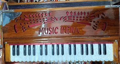 MUSIC INDIA 3 1/2 Octave Burmateack Wood Box Harmonium with 2 set of ...