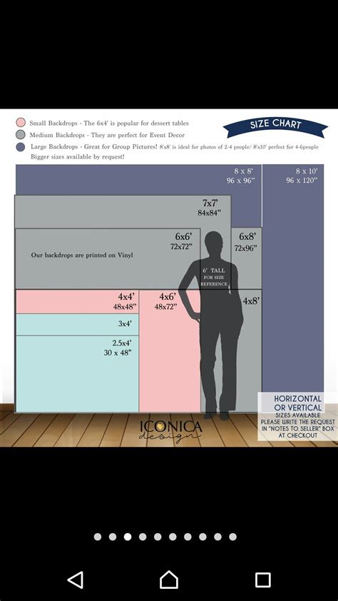Backdrop size chart