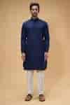 Buy Blue Cotton Plain Kurta For Men by Arihant Rai Sinha Online at Aza ...