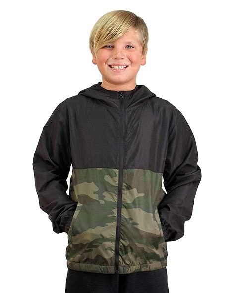 Boys Windbreaker Jacket Hooded Water Resistant Soft Shell Coat for Kids ...