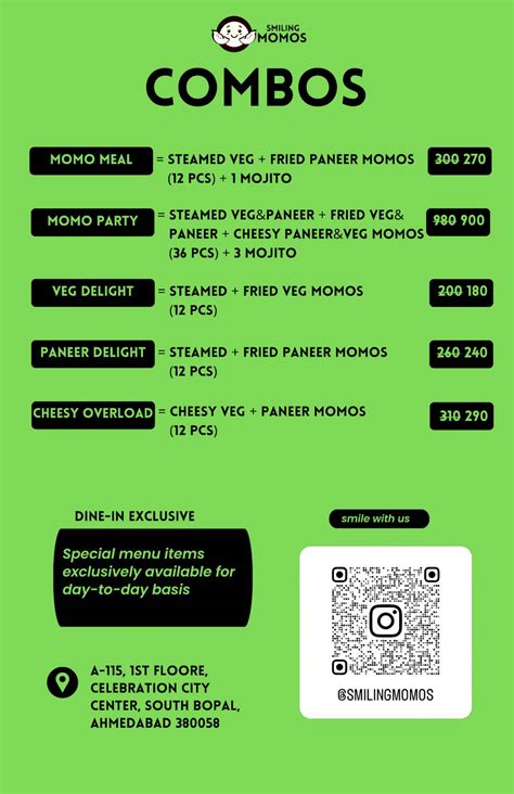 Menu at Smiling Momos, Ahmedabad