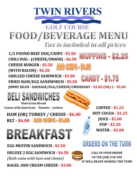 Food Menu - Twin Rivers Golf Course
