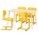 LISABO / LYCKAN table and 4 chairs, ash veneer/yellow birch veneer ...