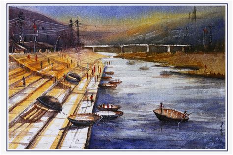 Buy Painting Srisailam Dam Artwork No 13505 by Indian Artist Krishnendu ...