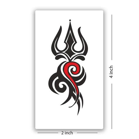 TEMPORARY TATTOOWALA Spiritual Om Trishul Red Black Temporary ...