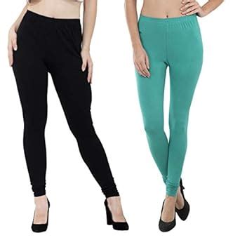 Loviro Black,Sea Green 4 way strecheble Churidar Leggings combo for ...