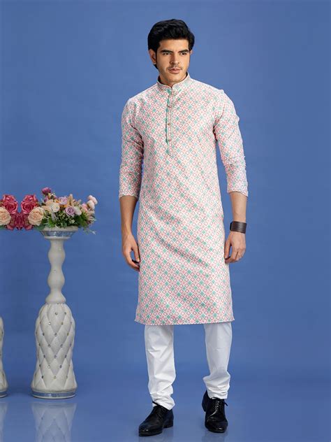 Peach Cotton Embroidered Kurta Pajama – Tint Tone