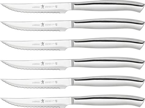 HENCKELS 6 Piece Premium Stainless Steel Serrated Steak Knife Set 4.5 ...