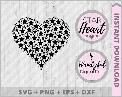 Buy Star Heart SVG Heart Graphic Stars SVG Heart and Stars Graphic ...
