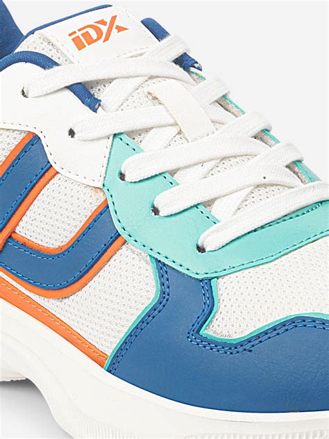 Buy Men's Colourblocked White Lace Up Sneakers (IX7129)