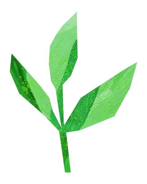Leaf branch png paper craft element transparent background | Premium Photo