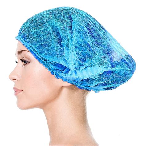 50 BLUE Disposable Nonwoven Bouffant Caps, Hair Net, Cape For Hospital ...