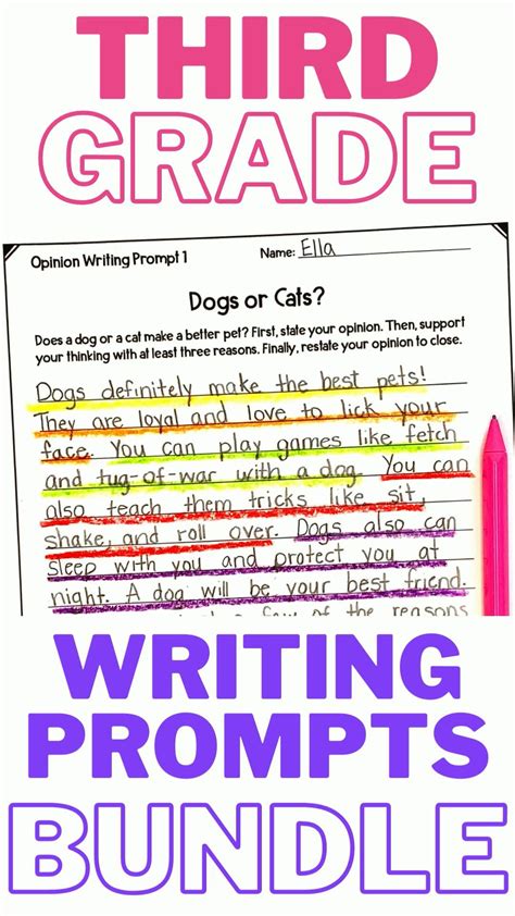 Third grade writing prompts bundle – Artofit