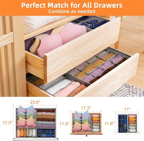 Buy Sock Drawer Organizer Dividers 44 Cell, 4 Pack Underwear Drawer ...