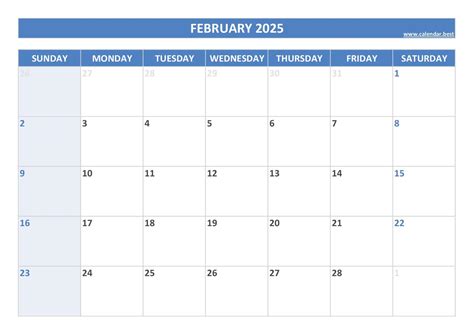 February 2025 calendar -Calendar.best