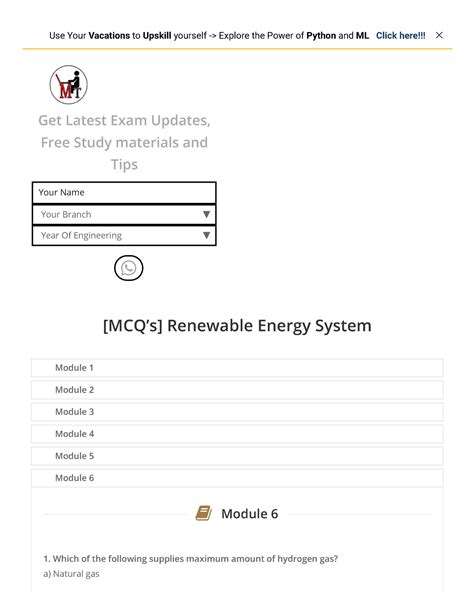 [MCQ's] Renewable Energy System -module 6 - Get Latest Exam Updates ...