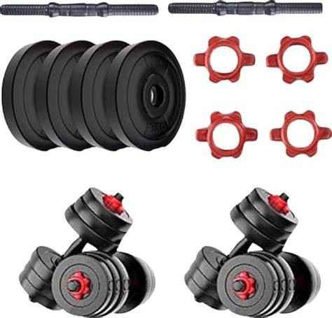 Buy Rihaanfit 20kg PVC Dumbbell Kit: 4x3kg, 4x2kg Plates + Rods Gym ...
