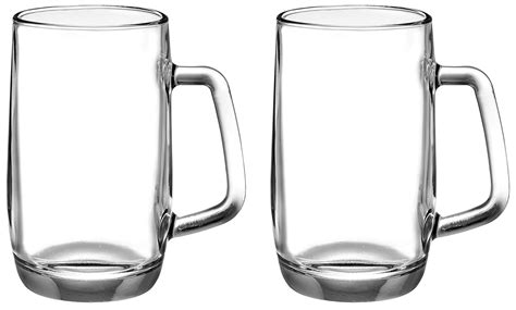 Buy Amazon Brand - Solimo Troilus Glass Beer Mug Set, 470ml, Set of 2 ...
