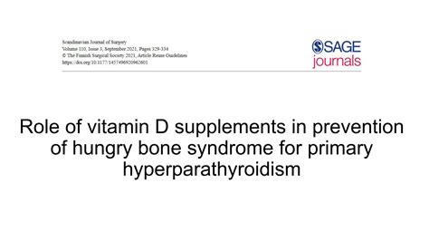 Role of vitamin D supplements in prevention of hungry bone syndrome for primary ...