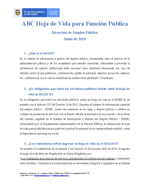 Guía Completa para el SIGEP II: Hojas de Vida y Procedimientos - Studocu
