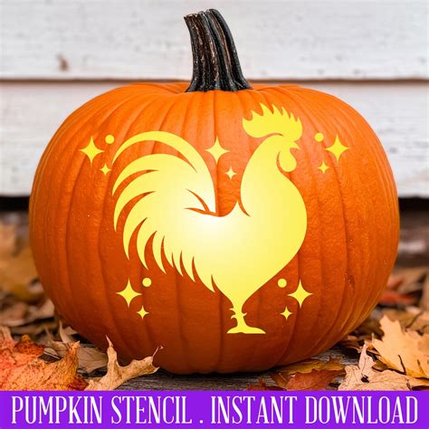 Chicken Pumpkin Stencil, Rooster Printable Stencil, Jack O' Lantern ...