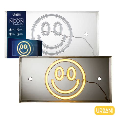 Buy Urban Shop LED Neon Smiley Face Light-up Clear Acrylic Box, Yellow ...