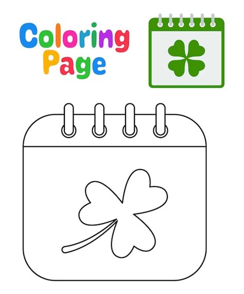 Malseite mit Kalender mit Kleeblatt für Kinder | Premium Vektor