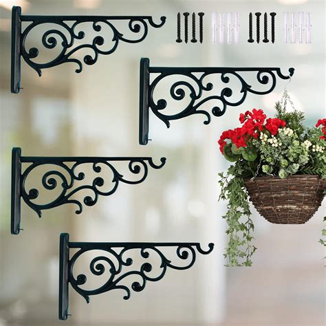 ecofynd 4 Pack Metal Wall Hook Hanging Plant Bracket | Decorative ...