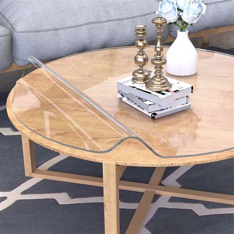 ETECHMART Dia. 42 Inch Clear Round Table Cover, 2mm Thick Round Plastic ...