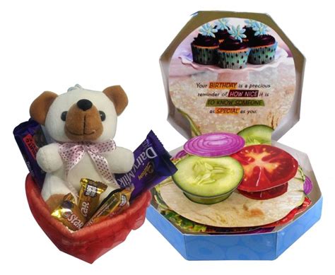 Buy Burger Themed Birthday Greeting Card, Teddy Bear, Gift Basket With ...