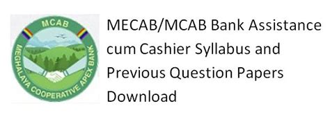 MECAB/MCAB Bank Assistance cum Cashier Syllabus and Previous Question ...