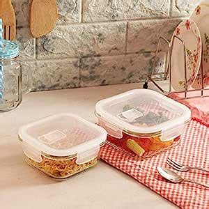 Buy Femora Borosilicate Glass Microwave Safe Square Food Storage ...