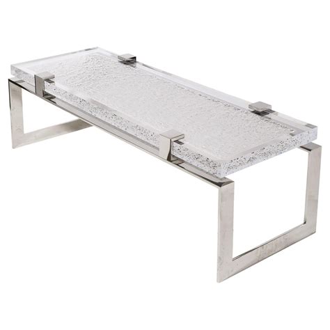 Modernist Luxe Nickel and Lucite Chipped Block Cocktail Table by Lorin ...