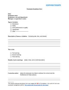 Image result for Employee Discipline Form Template