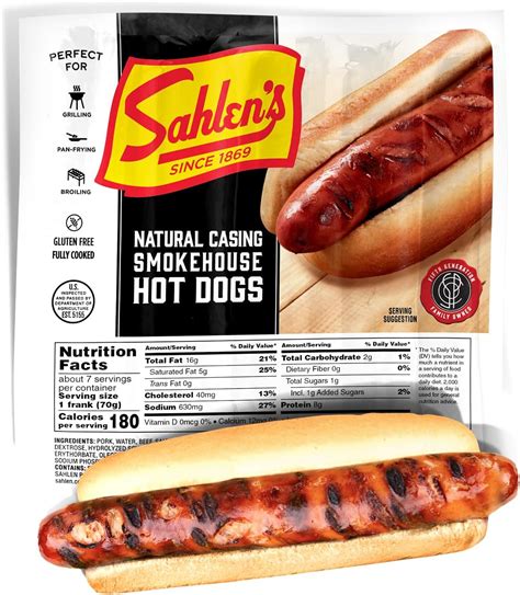 Amazon.com: Sahlen's Natural Casing Pork & Beef Smokehouse Hot Dogs ...