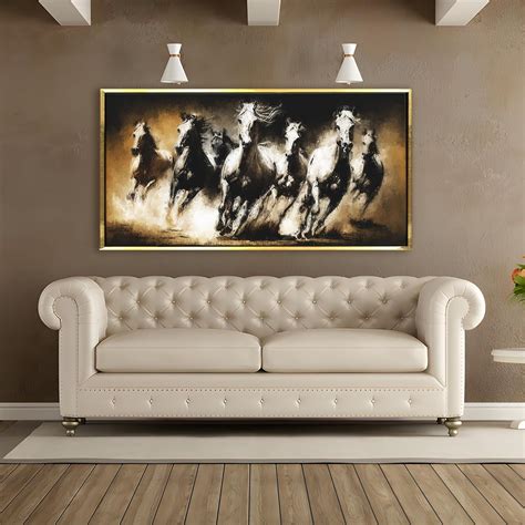 PAPER PLANE DESIGN Seven Running Horses Vastu Painting. Large Size HD ...
