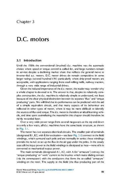DC motor - Chapter 3 D. motors 3 Introduction Until the 1980s the conventional (brushed) d ...
