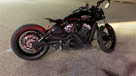 Custom 2019 Indian scout bobber @ night. : r/motorcycles