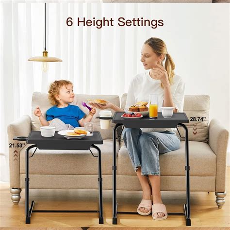Folding Bed Table Adjustable TV Tray Table – 6 Heights, 3 Angles ...