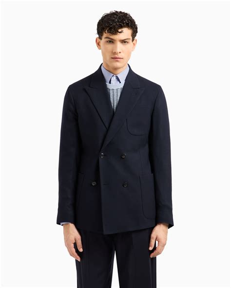 Double-breasted jacket in fluid wool | Emporio Armani