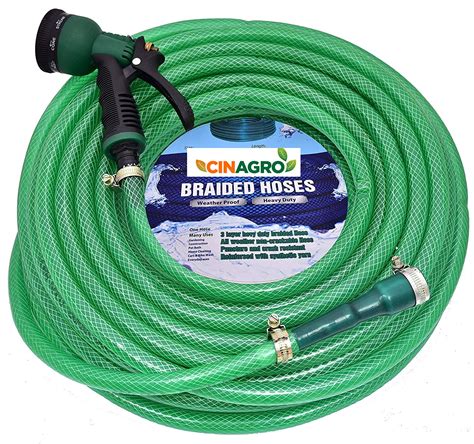 Cinagro 20 Metres Braided Hose Pipe with Nozzle Sprayer, Tap Adapter ...