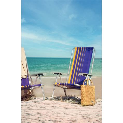 Tramontina Bali Aluminum Beach Reclining Chair with Purple and Yellow ...