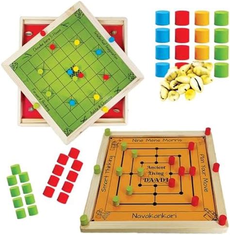 Buy Happysio 2 in 1 Ashta Chamma & Nine Men's Morris Wooden Board Game ...