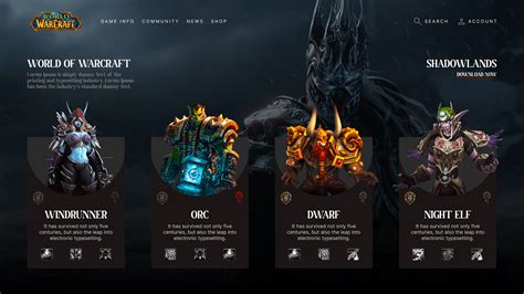 World of Warcraft animated landing page on Behance