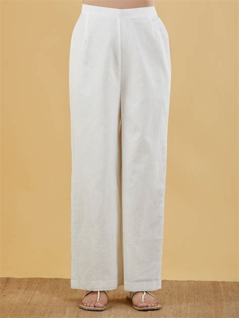 Off White Cotton Mulmul Palazzo