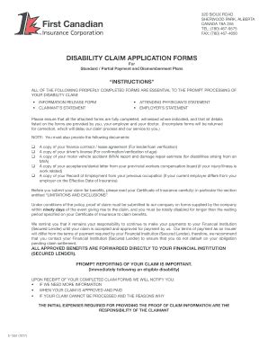 Fillable Online disability claim application forms - First Canadian Fax ...