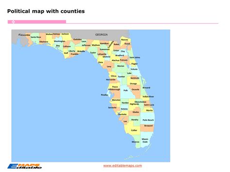 Florida county map - Editable PowerPoint Maps