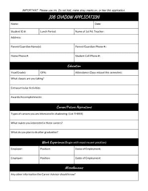 Fillable Online Salem High School Job Shadow Host List - Salem Job ...